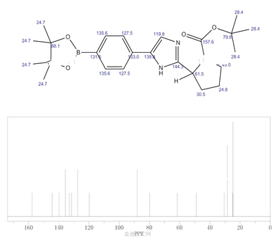 1007882-12-3 2-{4-[4-(4,4,5,5-四甲基-[1,3,2]二恶硼烷-2-基)-苯基]-1H-咪唑-2-基}-吡咯烷-1-羧酸叔丁酯